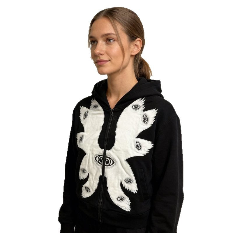 Kapuzen-Cardigan mit Augen-Print für Herren