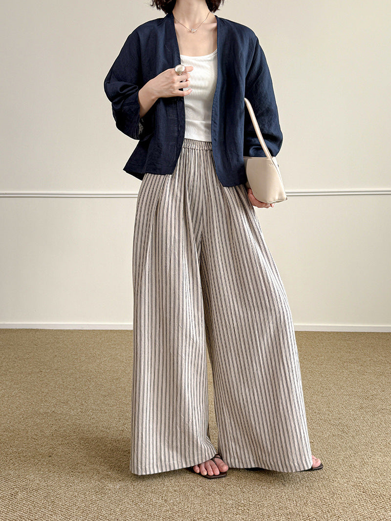 Gestreifte Wide Leg Hose für Damen