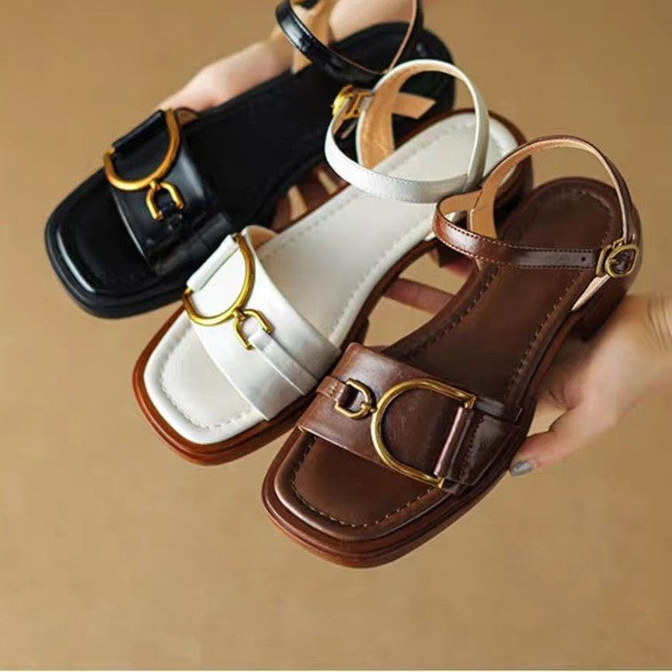 Damen Sandalen mit dicker Sohle aus Leder – Bild 7 | LuxeStyle