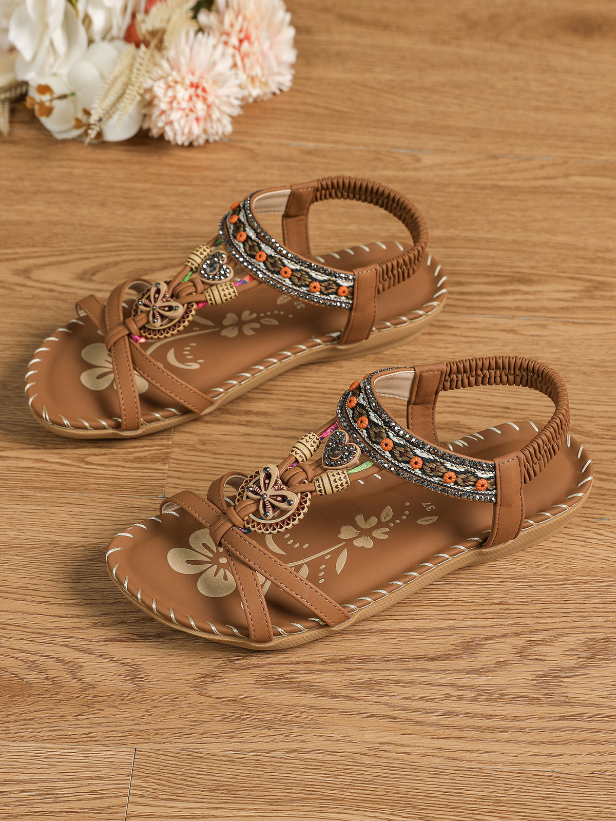 Sandalen mit Blumen & Strass, Gr. 35-45 – Bild 2 | LuxeStyle
