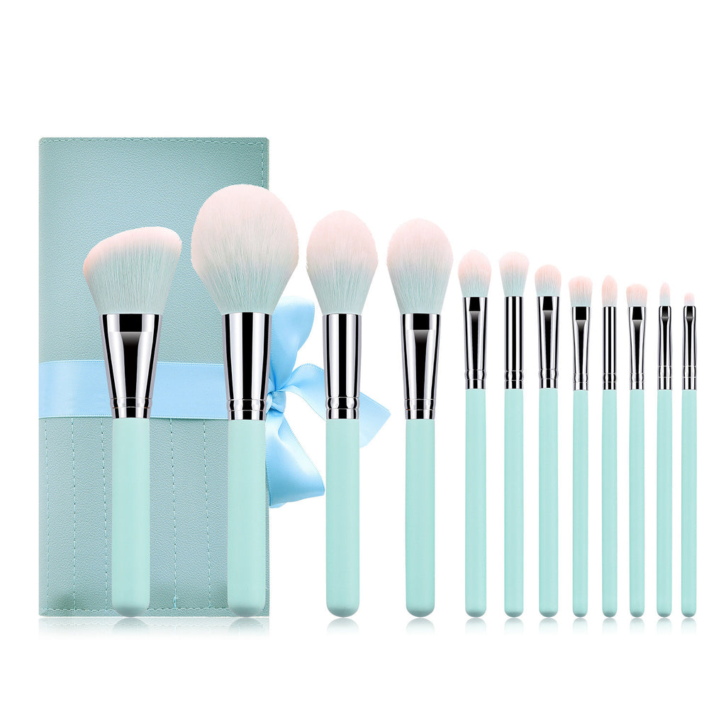 12 hellblaue Make-up Pinsel