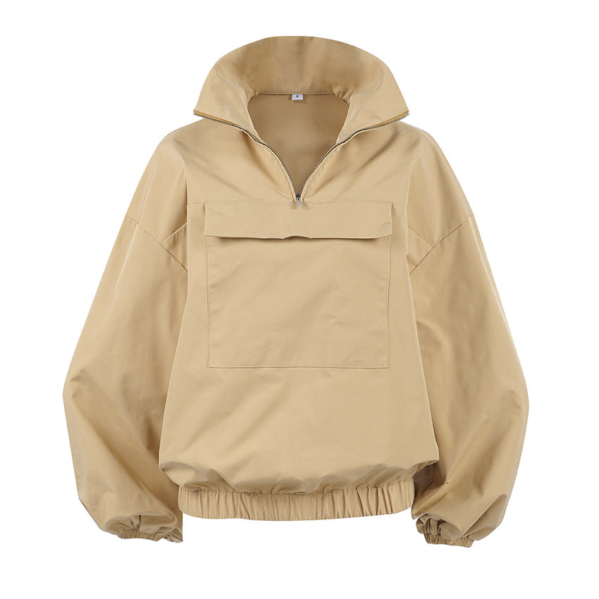 Britischer Oversize Hoodie mit Polo-Kragen