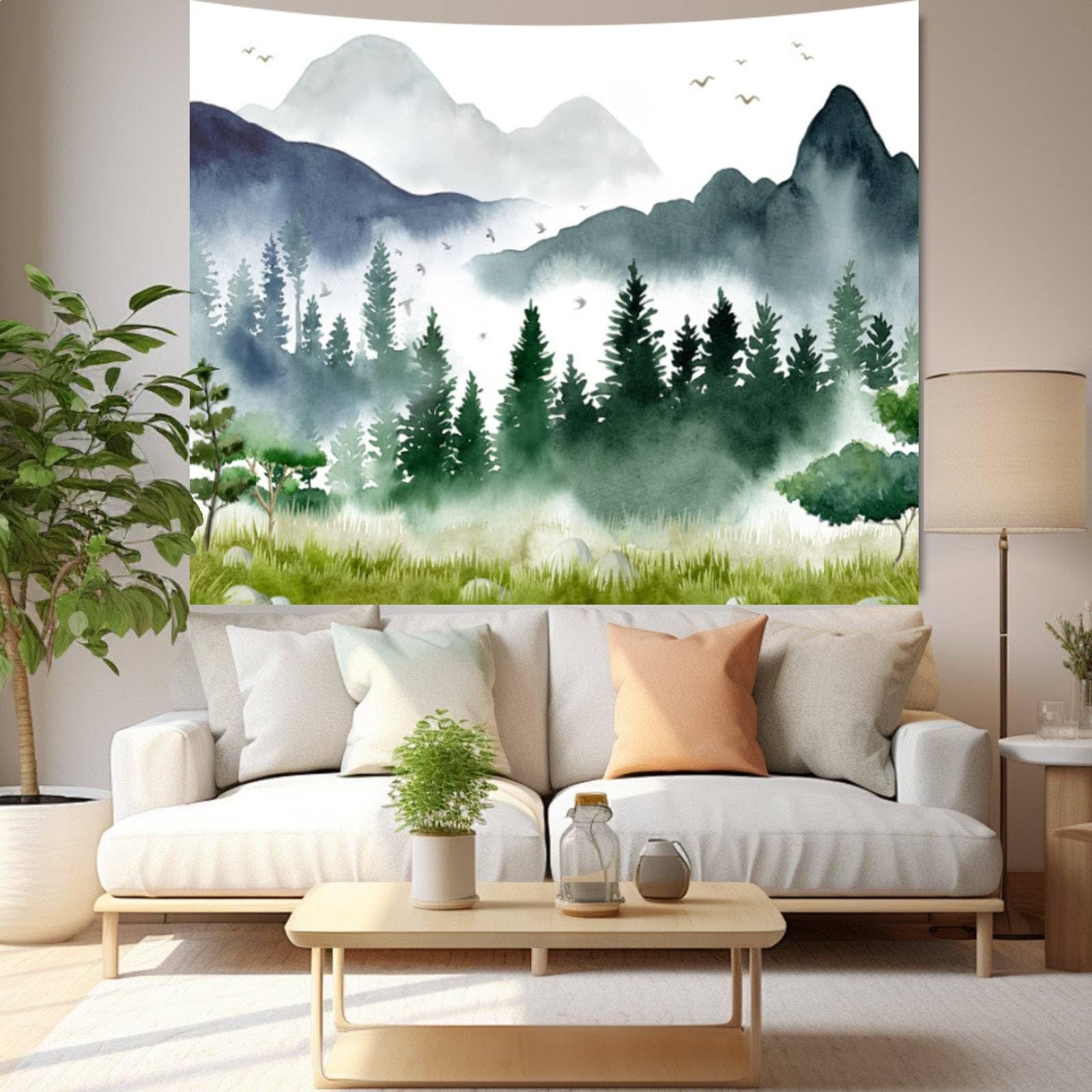 Wandbehang mit Bergnebel-Muster