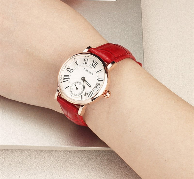Wasserdichte Damenuhr mit Lederarmband | LuxeStyle