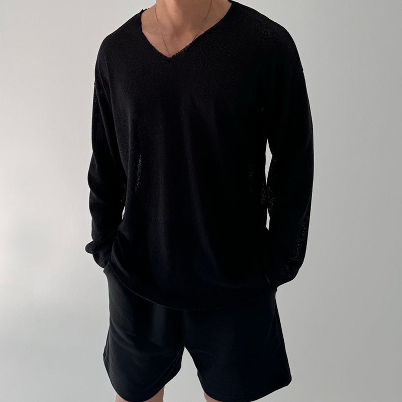 Herren Langarm-Strickpullover Slim Fit