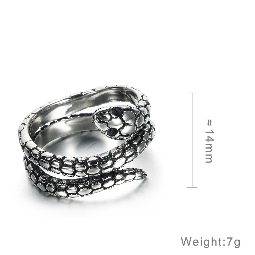 Herren Ring Edelstahl Schlange