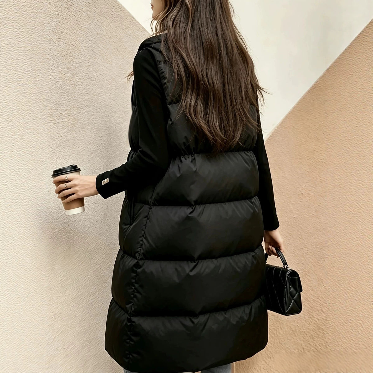Schwarzes Hooded Vest für Damen – Bild 3 | LuxeStyle
