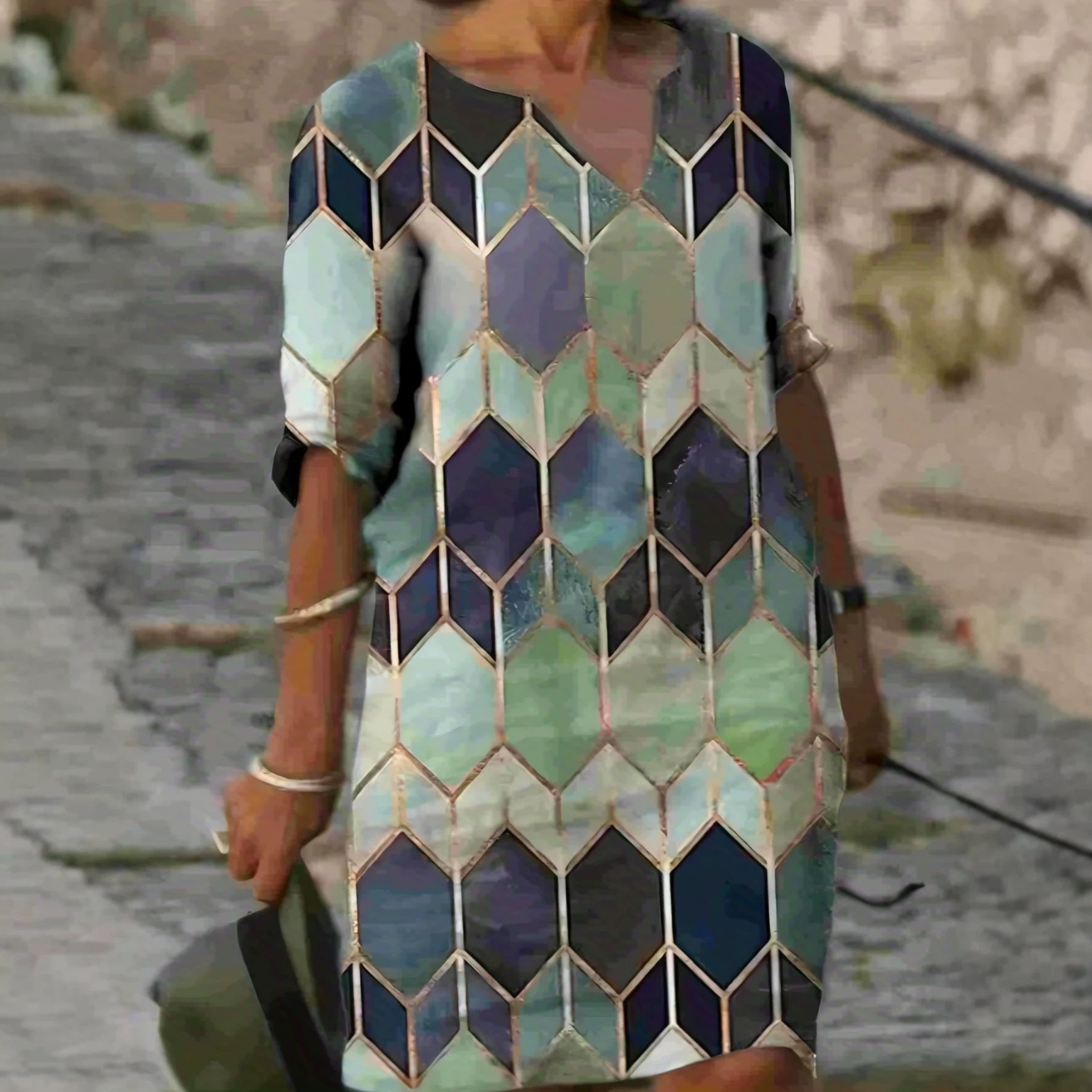 V-Ausschnitt Kleid mit Blumenprint