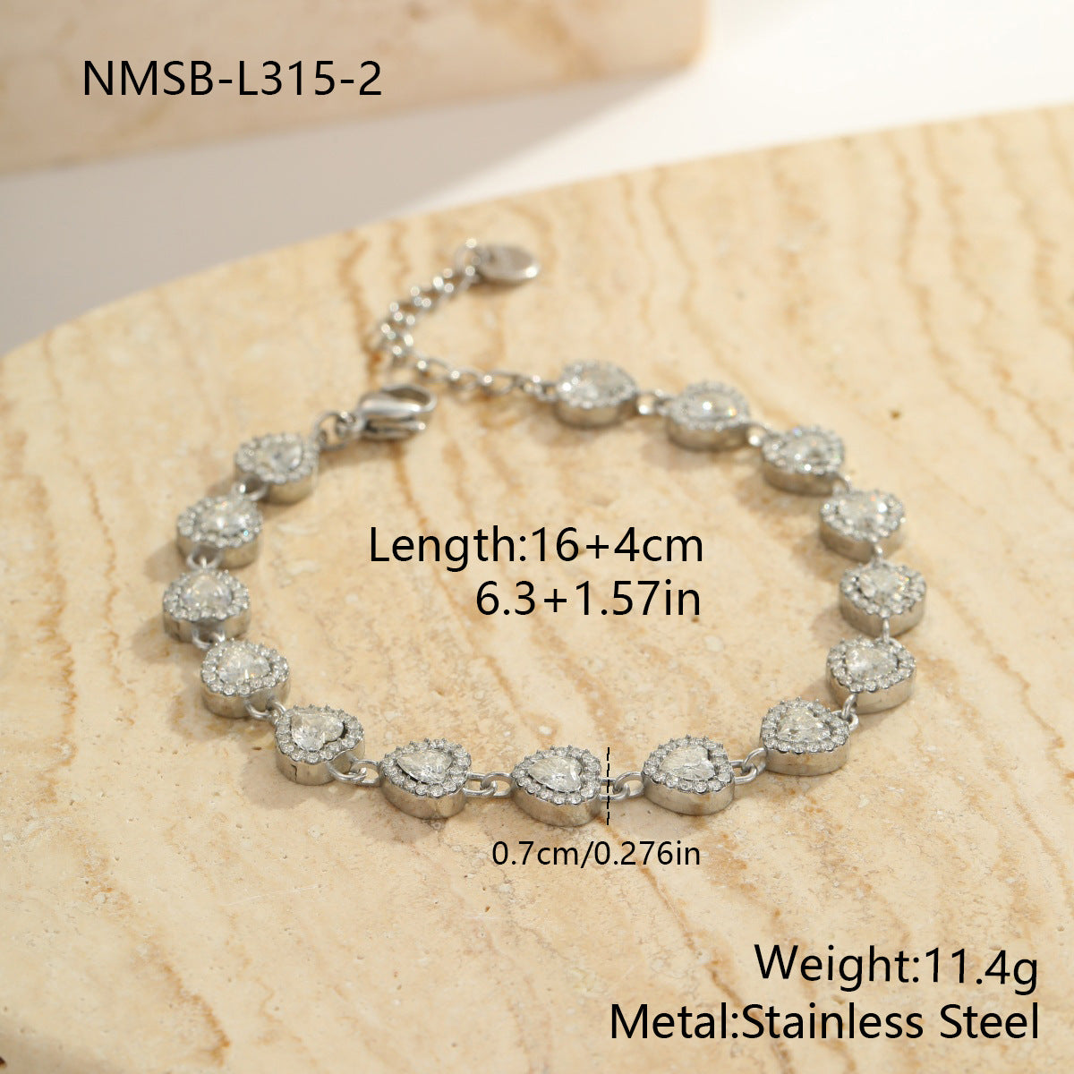 Herz-Zirkon Armband aus farbbeständigem Edelstahl – Bild 7 | LuxeStyle