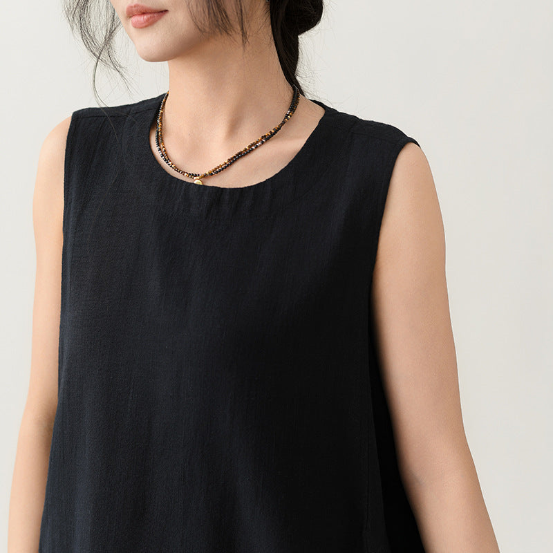 Ärmelloses A-Linien-Kleid aus Leinenmix
