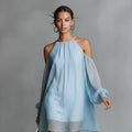 Off-Shoulder Gestreiftes Kurzarmkleid
