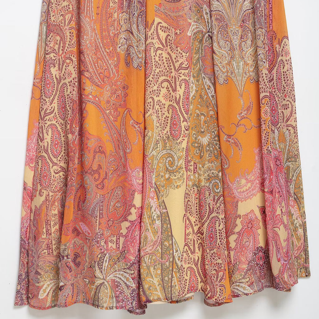 Damen Midi-Rock mit Print und Gürtel
