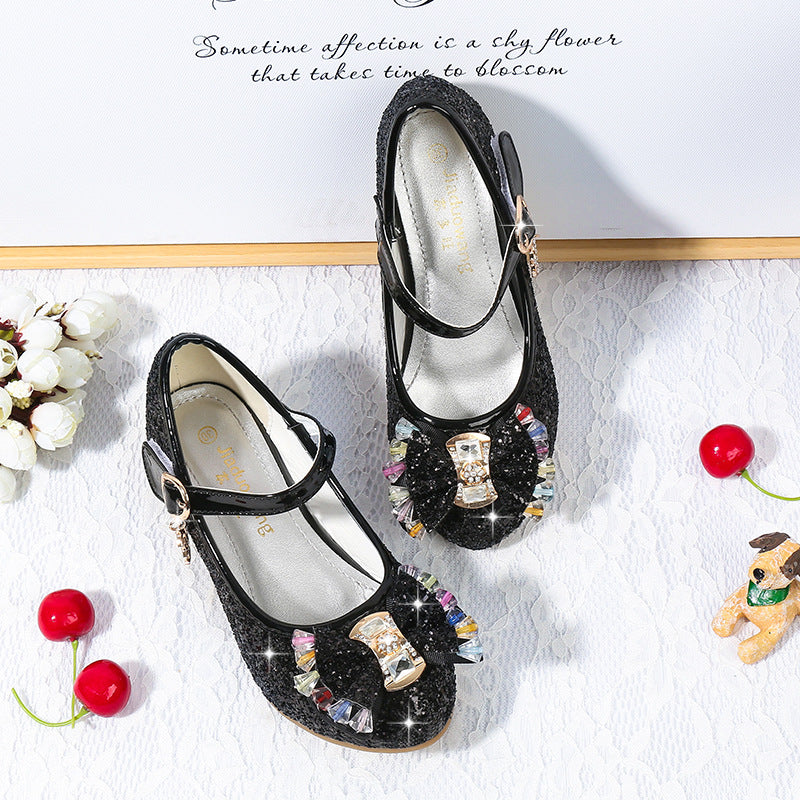 Mädchen Prinzessin Leder Schuhe mit Kristall & Schleife – Bild 9 | LuxeStyle