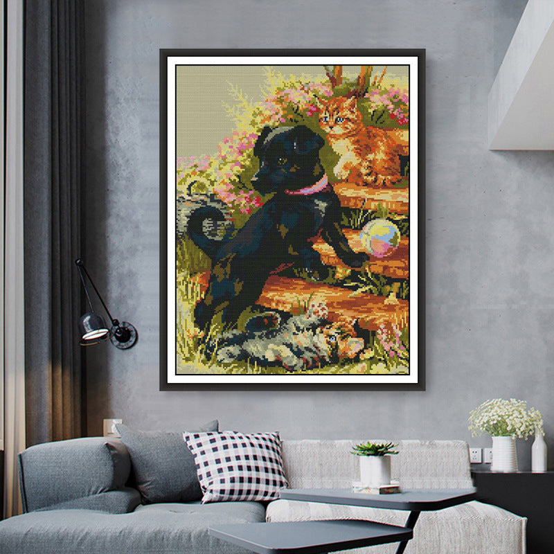 Stickbild "Kleiner schwarzer Hund"