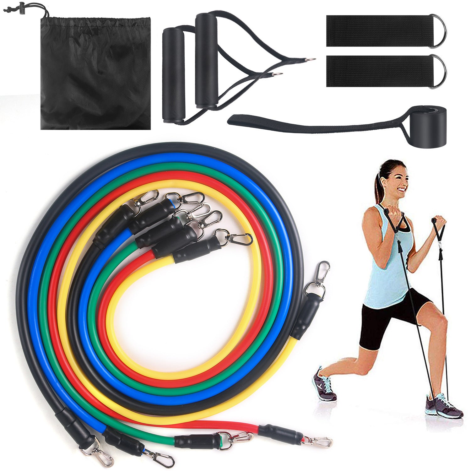 Fitness Widerstandsband-Set mit Griffen