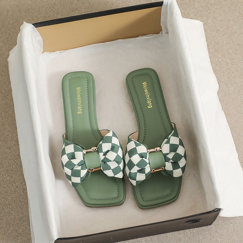 Sandalen mit Schleife – grün, schwarz, aprikose – Bild 5 | LuxeStyle