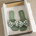 Sandalen mit Schleife – grün, schwarz, aprikose – Bild 9 | LuxeStyle