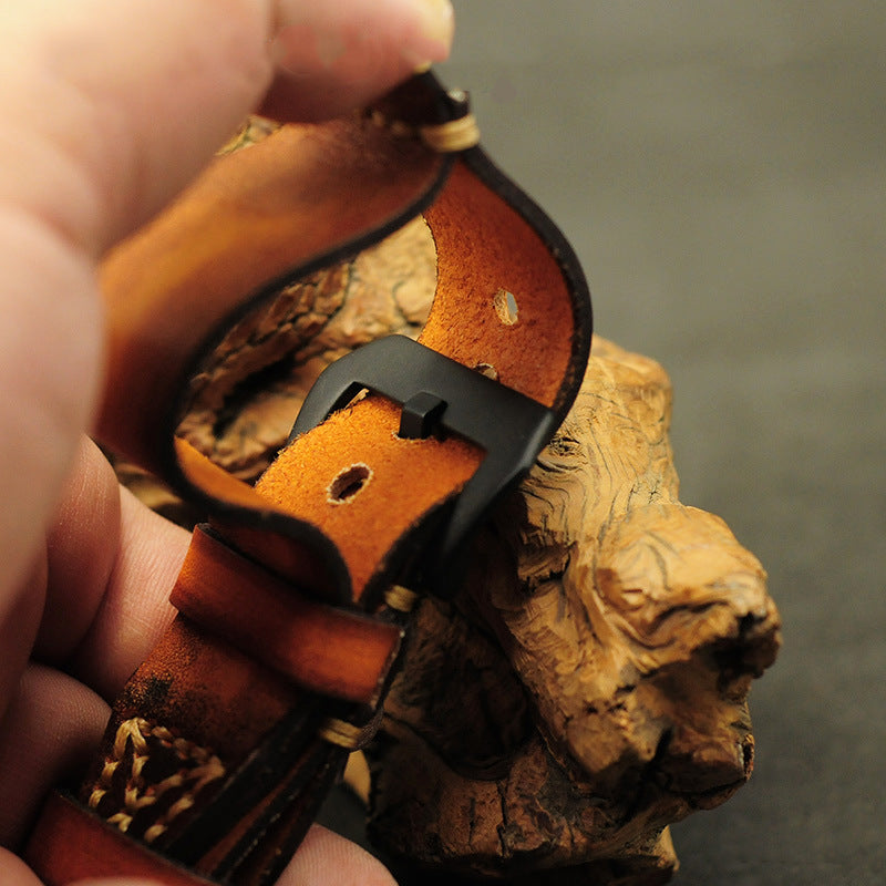 Aviator-Vintage-Armband aus Handgezogenem Leder