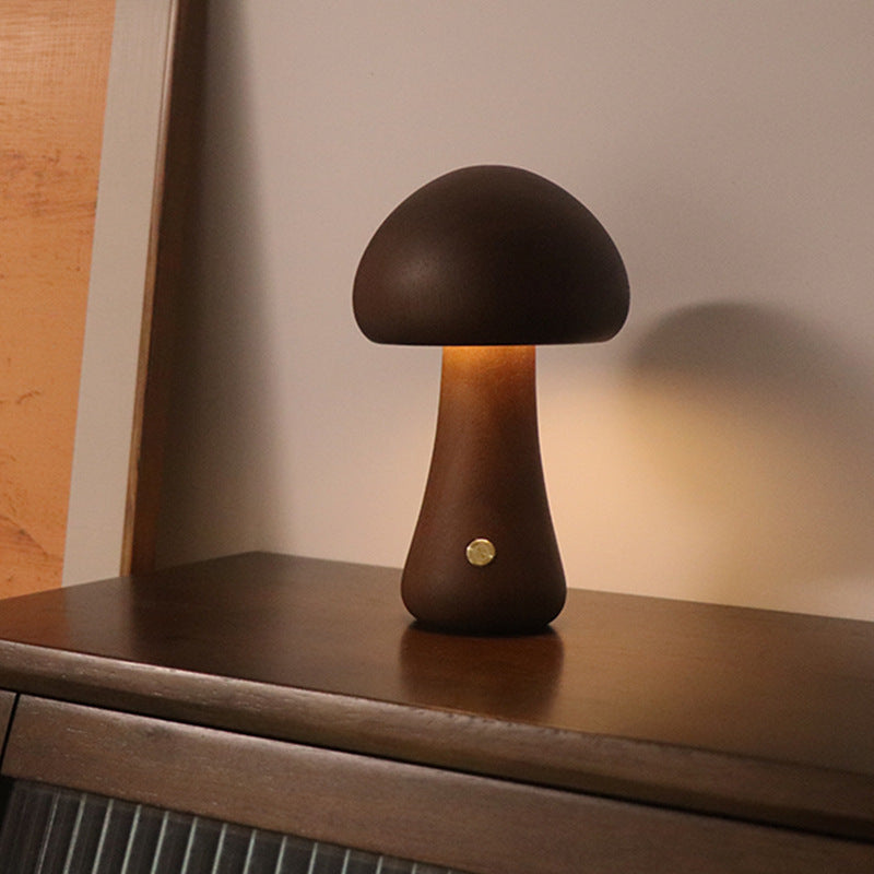 Holz-Pilz Nachtlicht mit Touch-Schalter