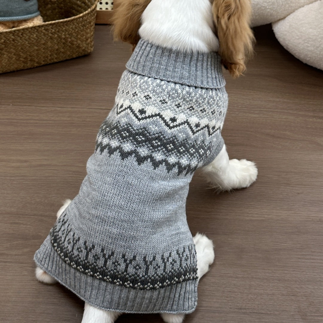 Grauer Fair Isle Hundepullover – Bild 3 | LuxeStyle