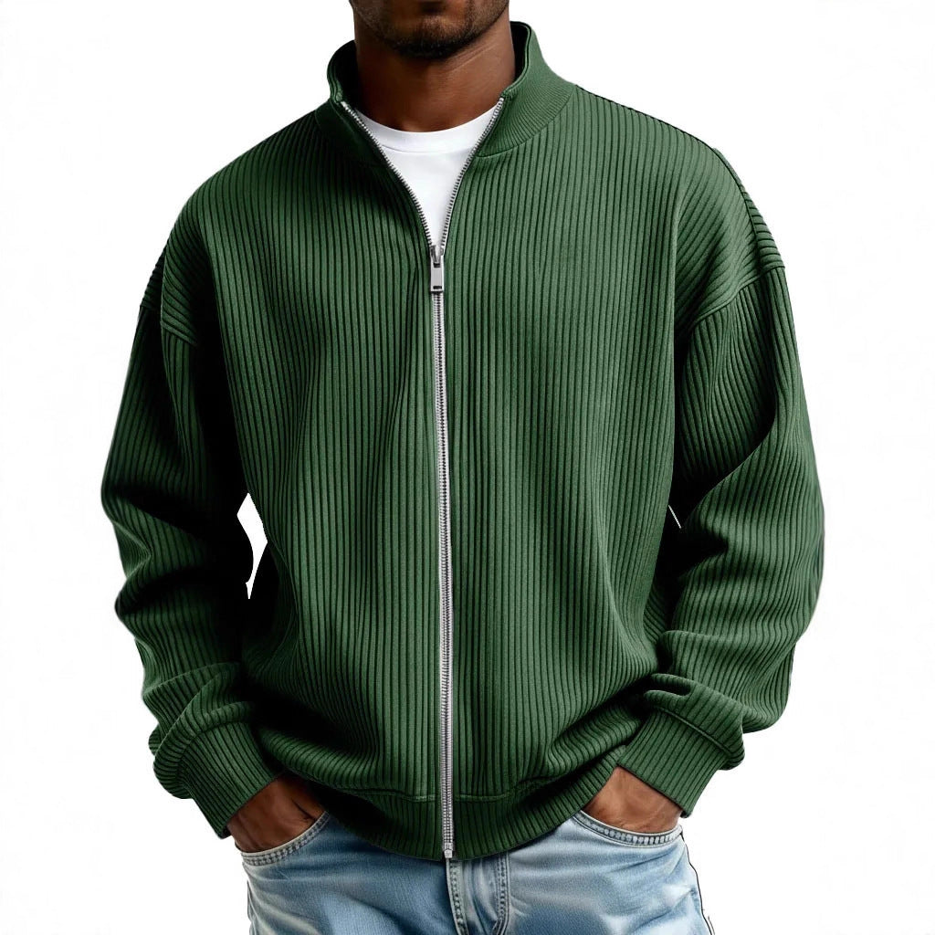 Herren Cord-Strickjacke mit Stehkragen – Ansicht 2