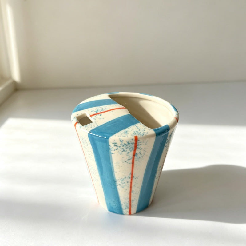 Keramik-Kaffeetasse mit Farbblock-Streifen – Bild 2 | LuxeStyle