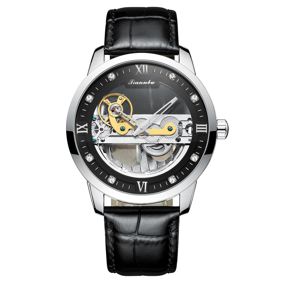 Herren Automatikuhr mit Lederarmband – Ansicht 3