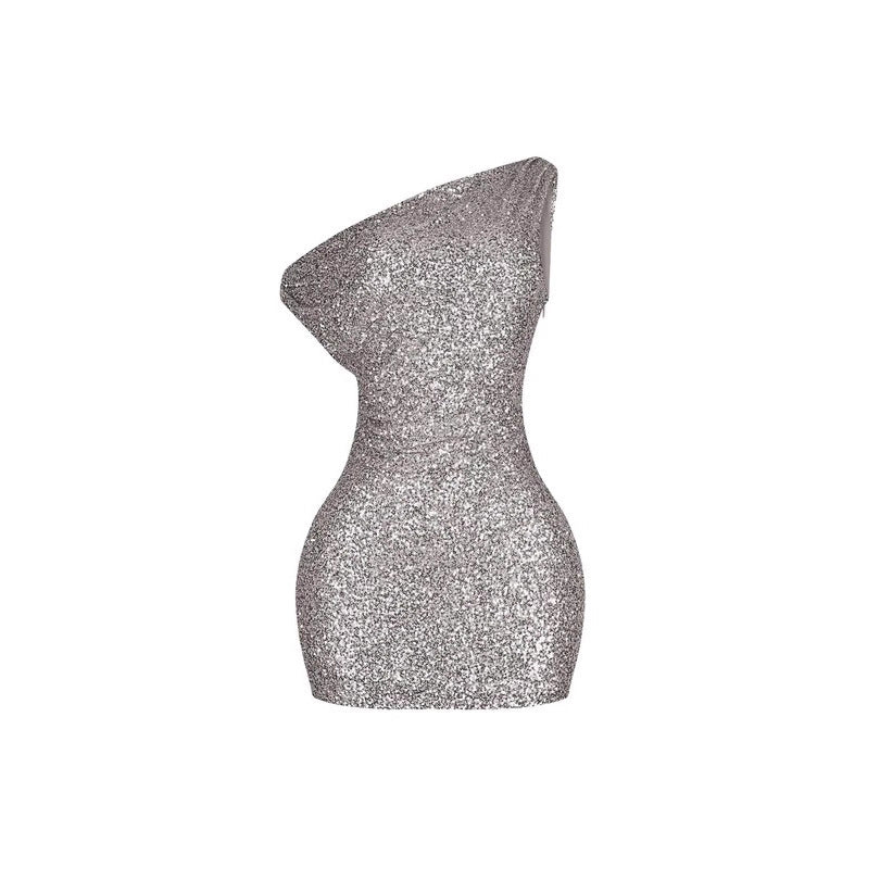 Pailletten-Minikleid mit Off-Shoulder-Design | LuxeStyle