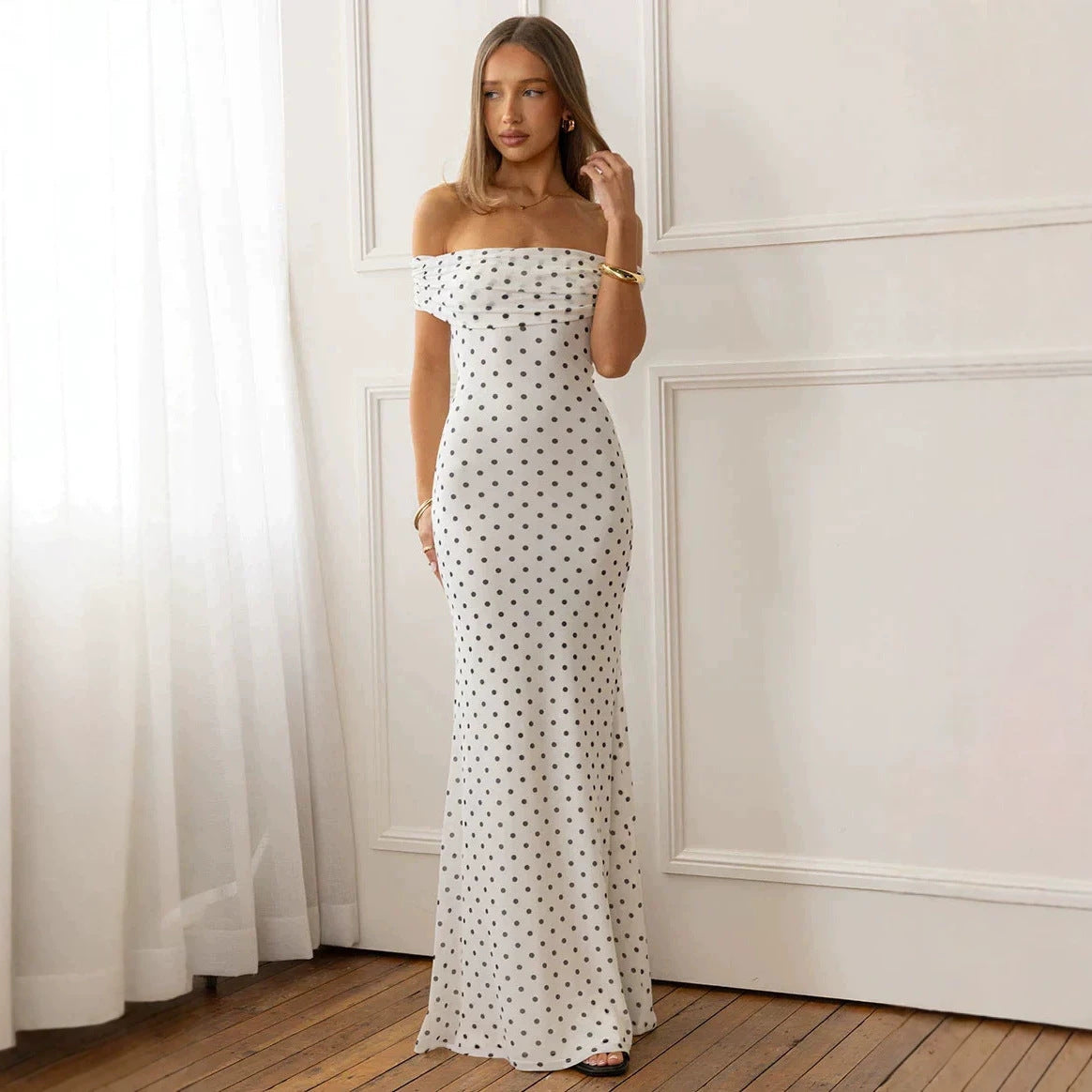 Polkadot-Mesh-Oberteil-Ohne-Ärmel-Kleid