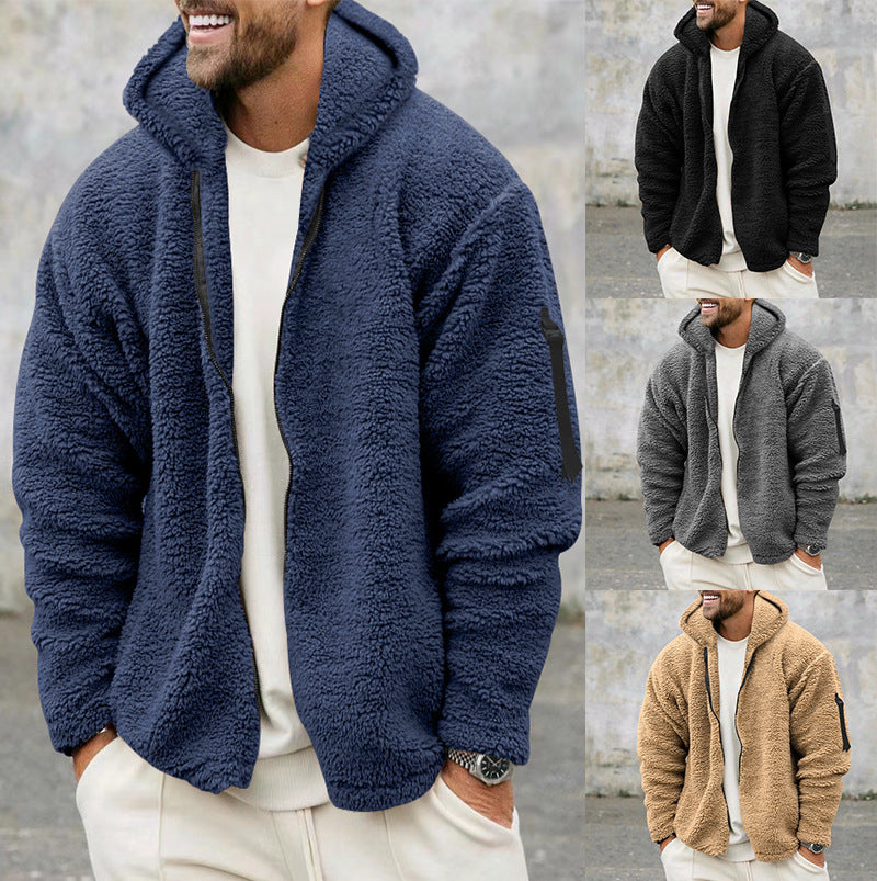 Warme Wende-Fleecejacke mit Kapuze für Herren