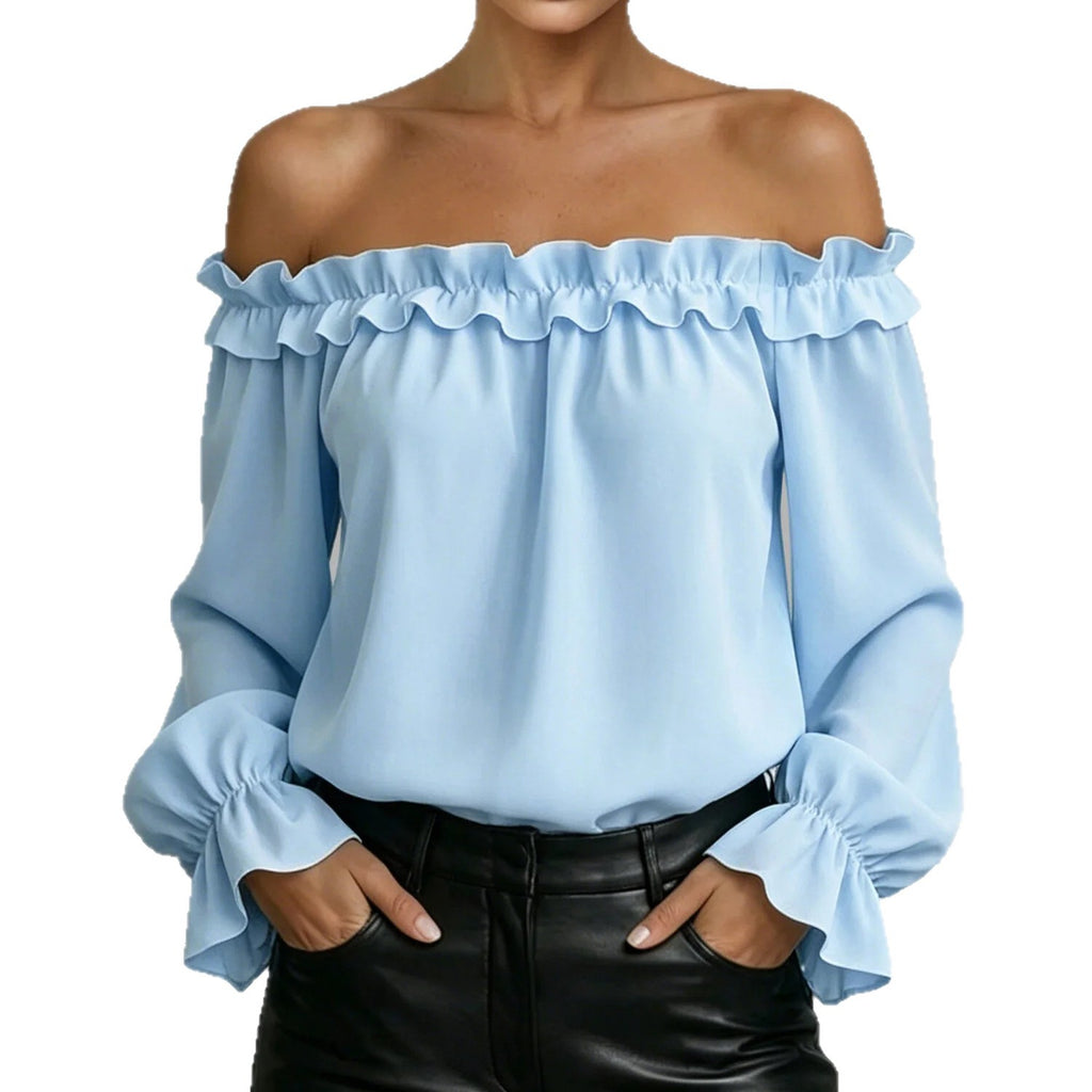 Elegante Off-Shoulder Bluse mit Rüschen – Bild 2 | LuxeStyle