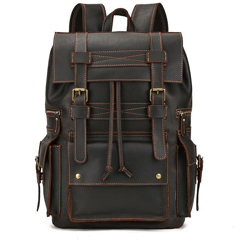 Retro Rucksack aus Rindsleder für 15-Zoll-Laptop