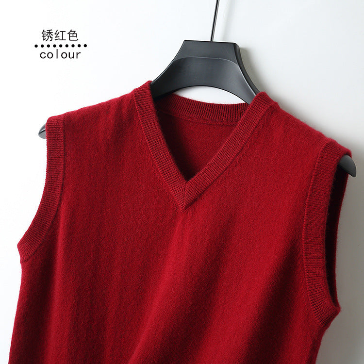 V-Ausschnitt Strickpullover aus Wolle