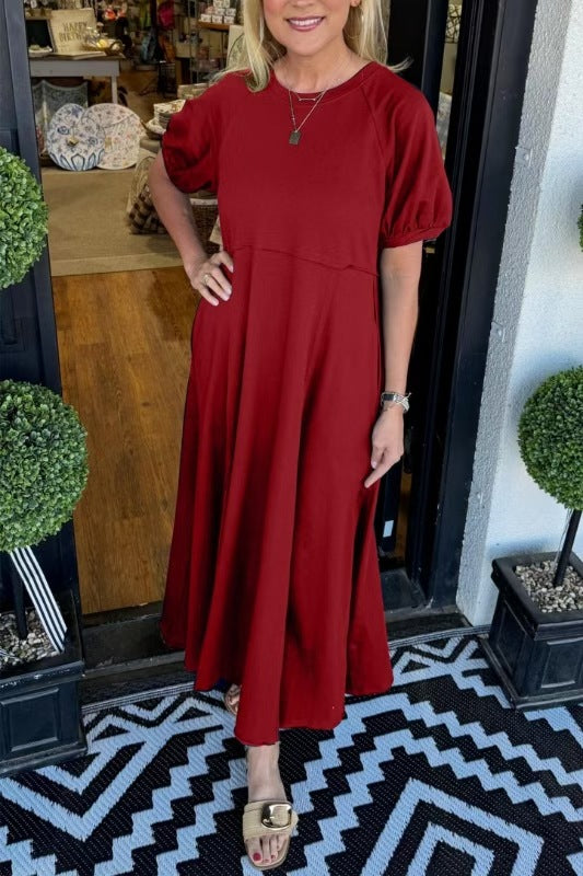 Strick-Maxikleid mit kurzen Ärmeln – Bild 12 | LuxeStyle