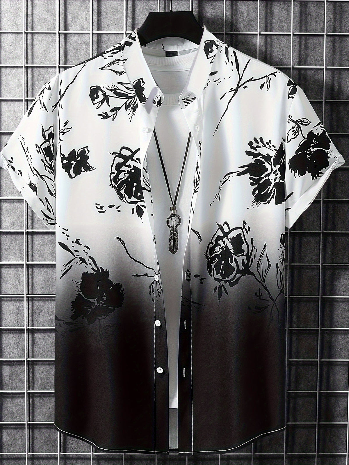 Kurzarmhemd mit Blumenmuster für Herren – Bild 6 | LuxeStyle