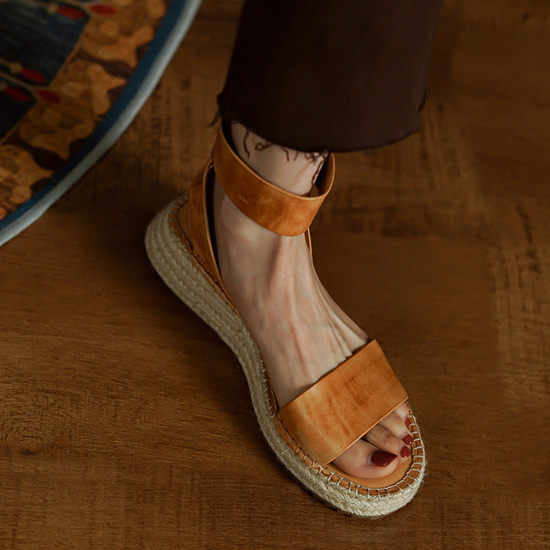 Geflochtene Vintage-Sandalen mit Keilabsatz – Bild 5 | LuxeStyle