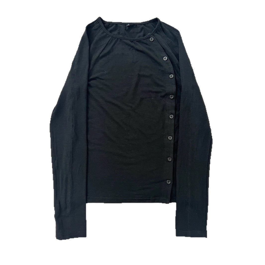 Langarm-Shirt mit Rundhals und Knopfleiste