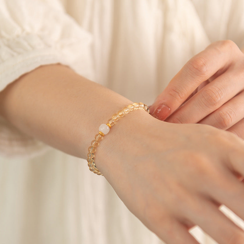 Armband aus gelbem Kristall und Hetian Jade