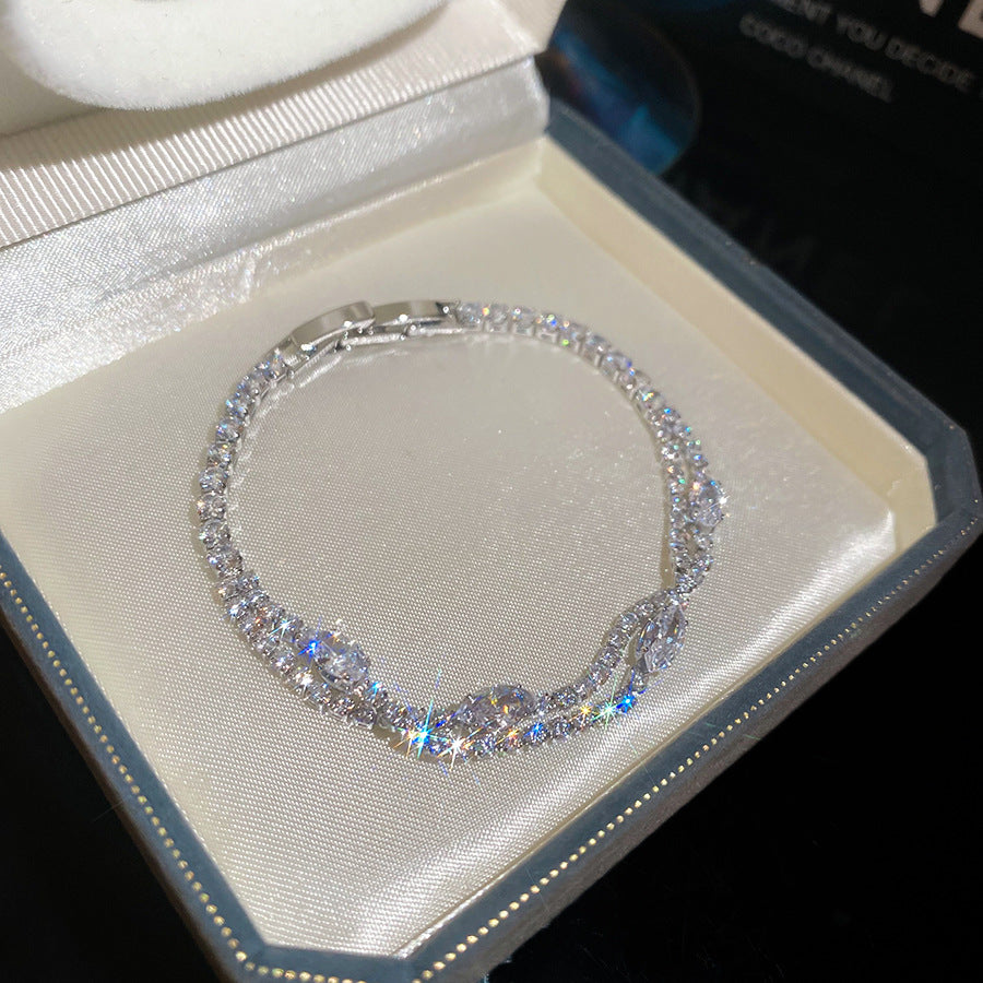 Vergoldetes Zirkon-Armband, doppellagig – Ansicht 3