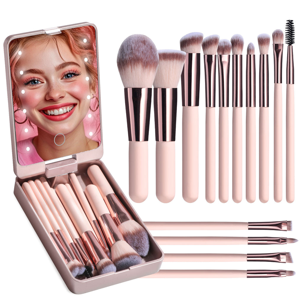 Makeup Pinsel-Set mit beleuchtetem Spiegel – Bild 3 | LuxeStyle