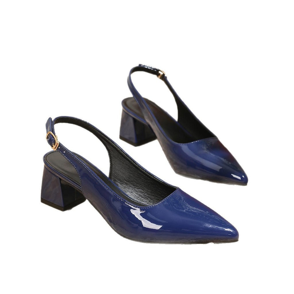 Lackleder-Sandalen mit Blockabsatz