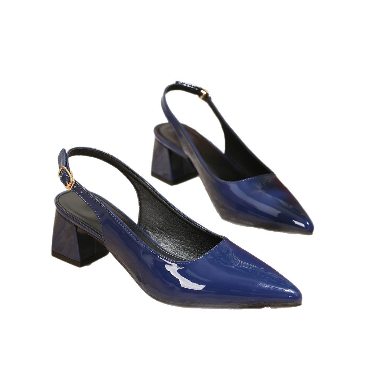 Lackleder-Sandalen mit Blockabsatz