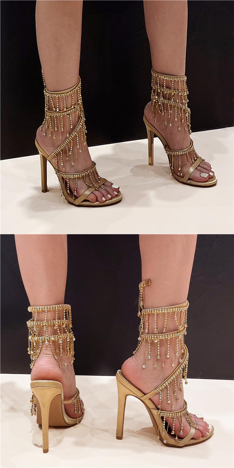 Satin-Sandalen mit Stiletto-Absatz und Strass – Bild 20 | LuxeStyle