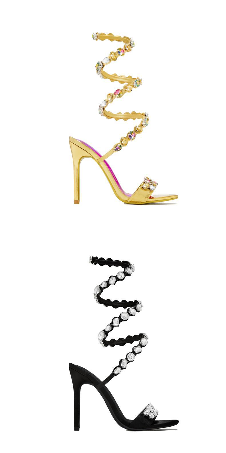 Satin-Sandalen mit Stiletto-Absatz und Strass – Bild 17 | LuxeStyle