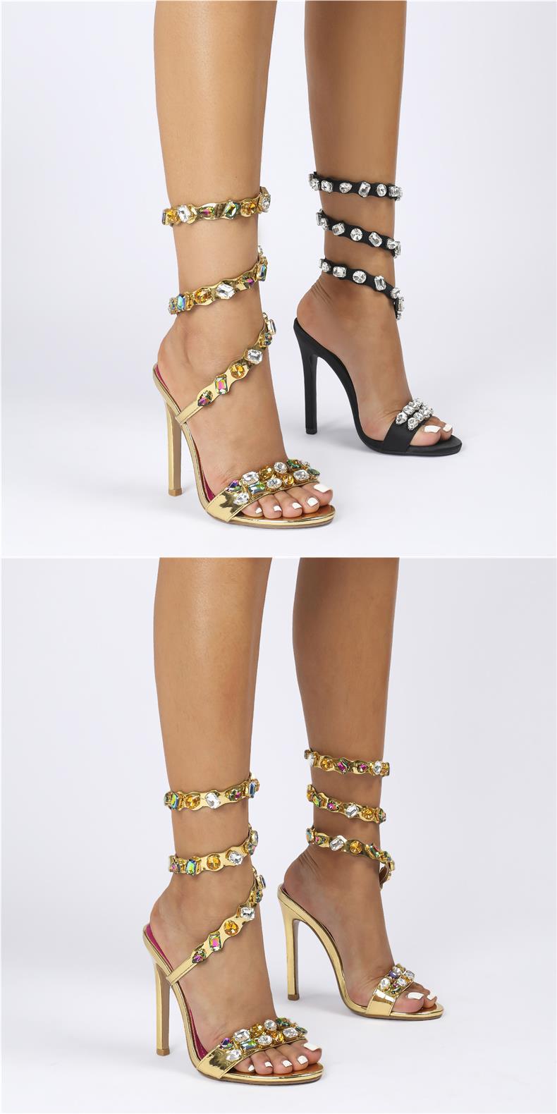 Satin-Sandalen mit Stiletto-Absatz und Strass – Bild 13 | LuxeStyle