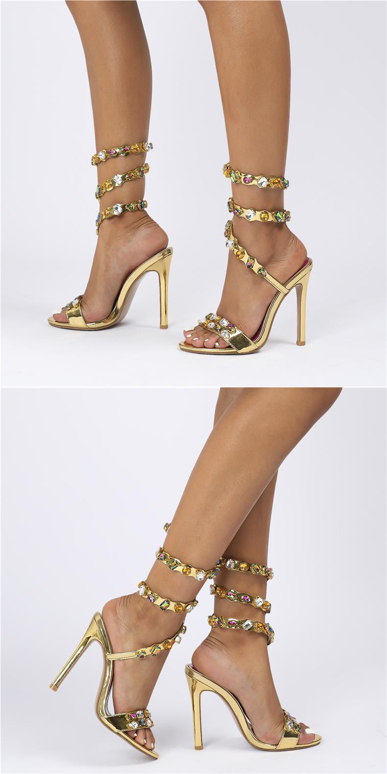 Satin-Sandalen mit Stiletto-Absatz und Strass – Bild 11 | LuxeStyle