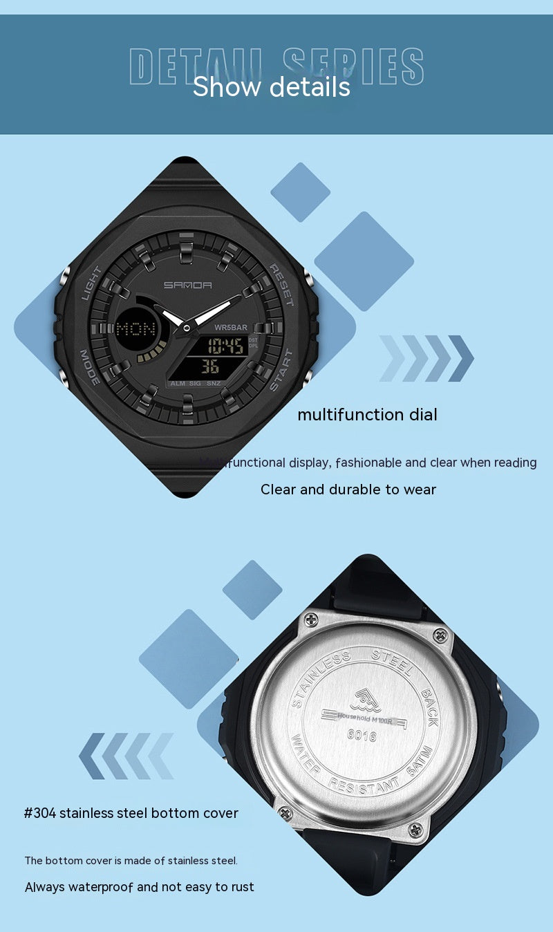 Multifunktionale Sport-Armbanduhr mit Doppeldisplay und wasserdicht