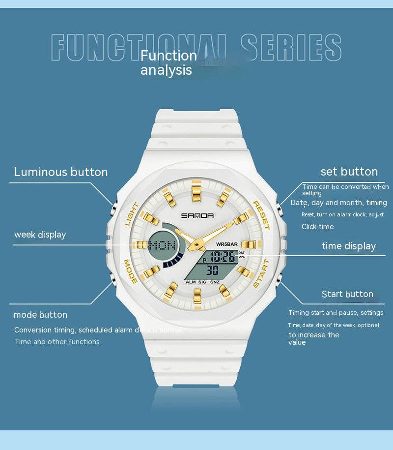 Multifunktions-Sportuhr mit Doppeldisplay und 50m Wasserdicht