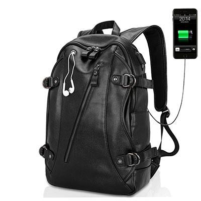 Rucksack mit USB-Ladefunktion aus Leder – Bild 3 | LuxeStyle