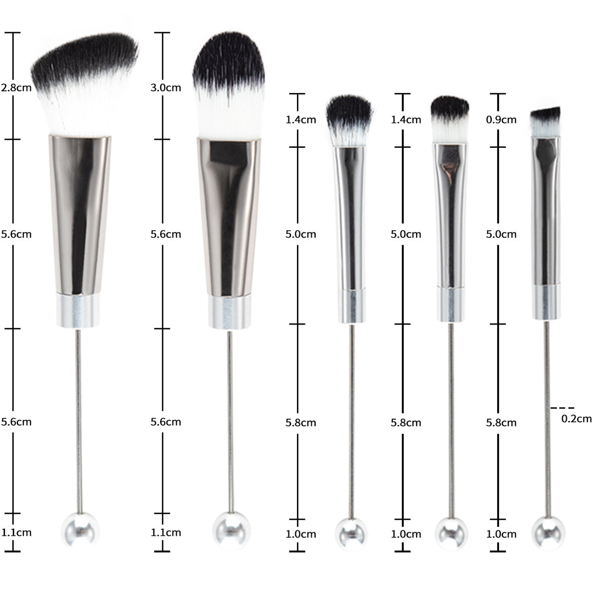 5-teiliges Make-up Pinselset mit Metallgriff – Bild 2 | LuxeStyle